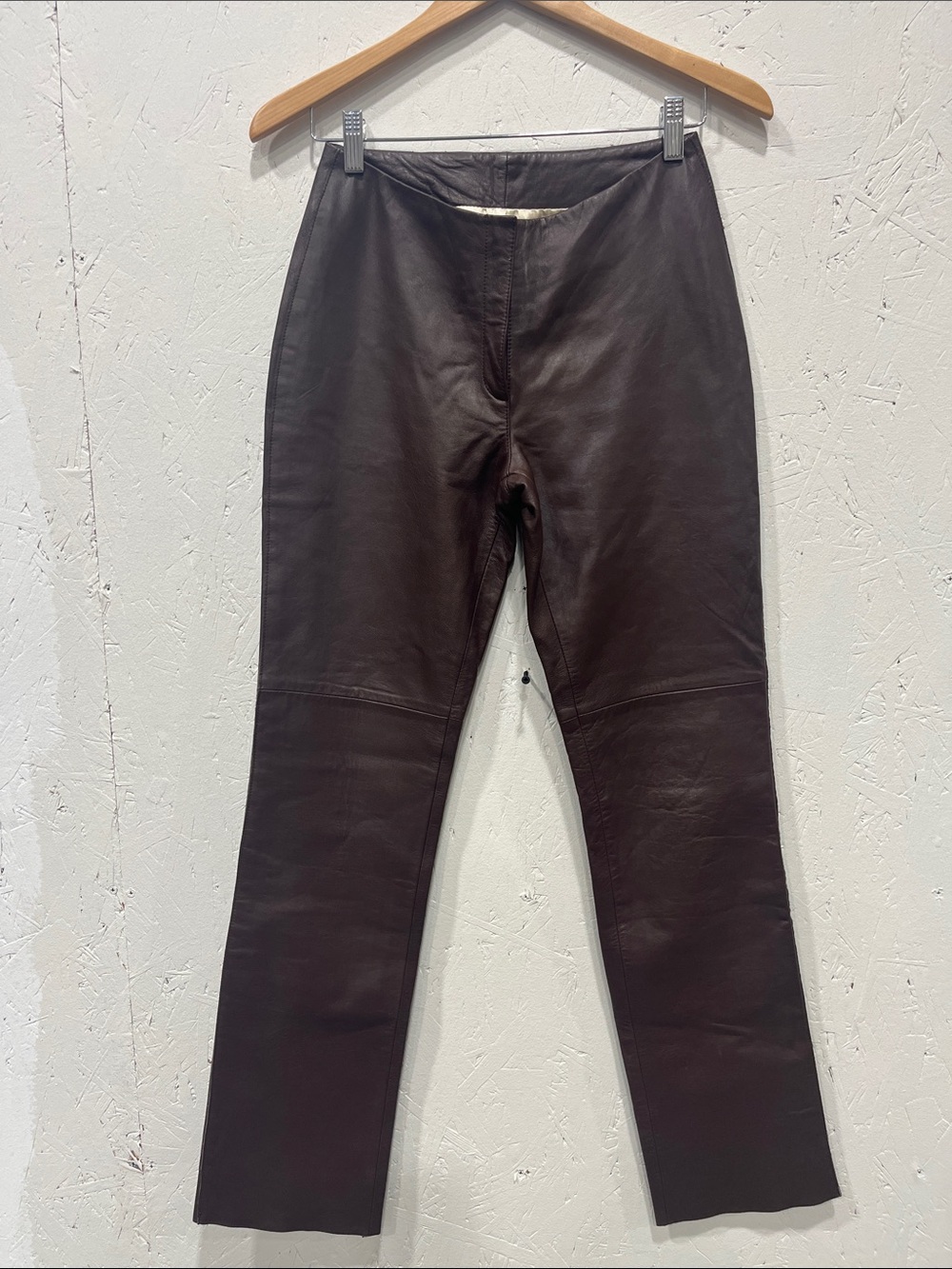 bebe Straight-Leg Leather Jeans in Dark Brown